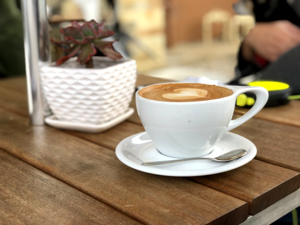 White Ceramic Coffee Mug With Saucer And Teaspoon