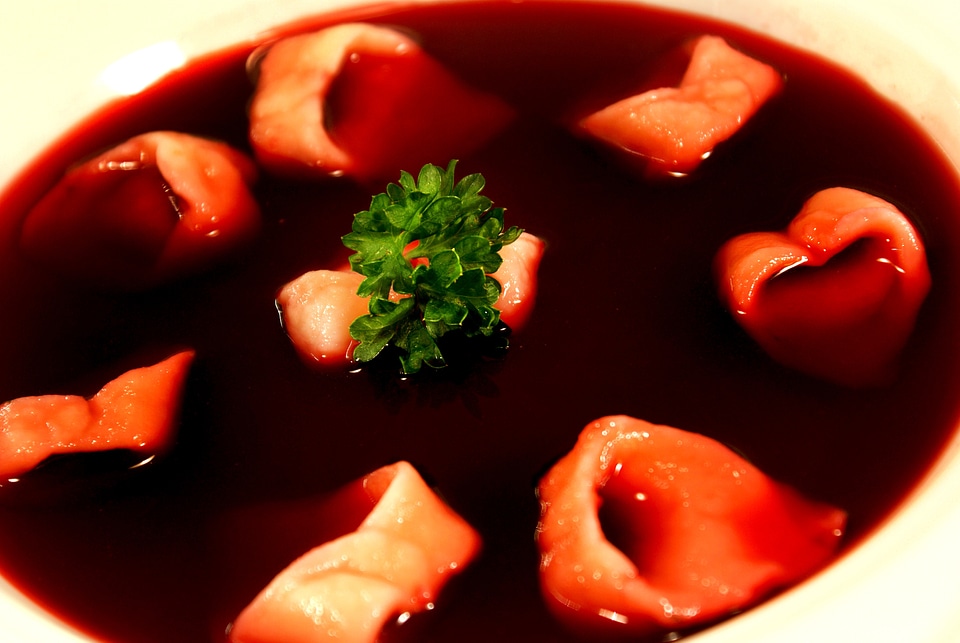 Catering barsz with dumplings borscht soup