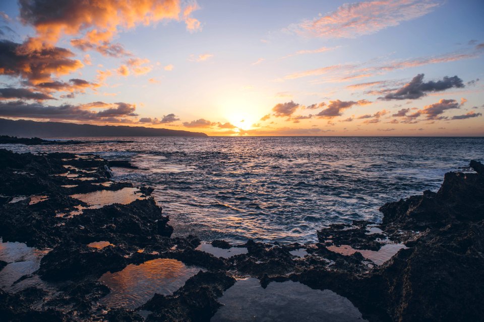 Scenic View Of Ocean During Sunset