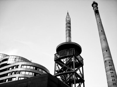 Grayscale Photograph Of High-rise Tower photo