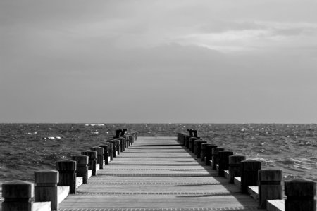 Beach Black-and-white Boardwalk photo