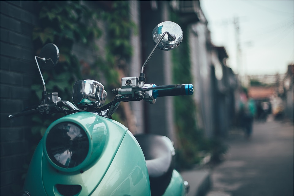 Old green motorcycle