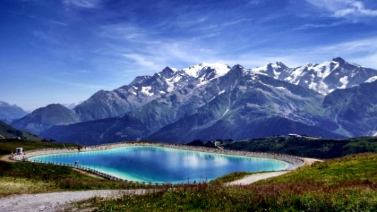 Lake Near Mountain Landscape Photo photo