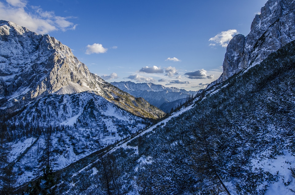 Winter snow peaks photo