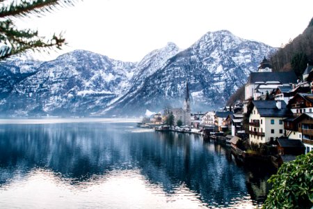 View Of Lake And Snowy Mountains