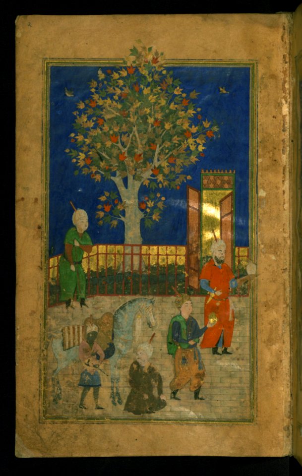 Collection Of Poems (divan) Double-page Illustrated Frontispiece Depicting A Court Scene Walters Art Museum Ms W628