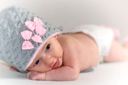 Baby Wearing Wool Cap photo