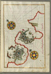 Illuminated Manuscript Map Of The Coastline Between The Cities Of Koper (Capodistria Dishtriye) And Muggia (Milj