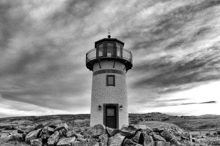 White Lighthouse In Monochrome