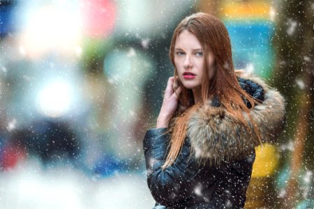 Pretty Girl Posing In The Snow