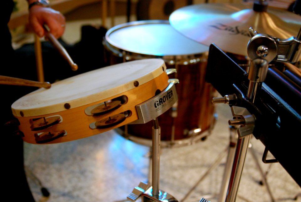 Brown And White Tambourine