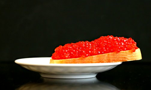 Salmon Eggs On Slice Of Bread