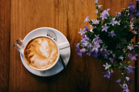 Cappuccino And Flowers photo