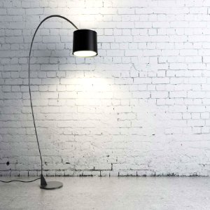 Turned On Black Torchiere Lamp