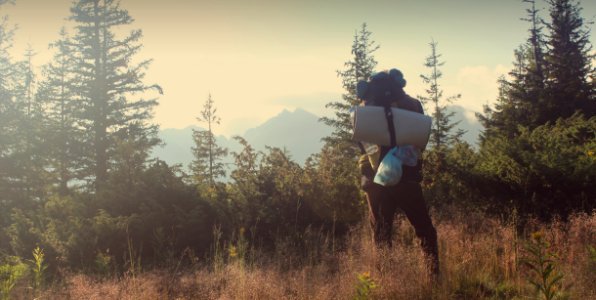 Backpacker In Countryside