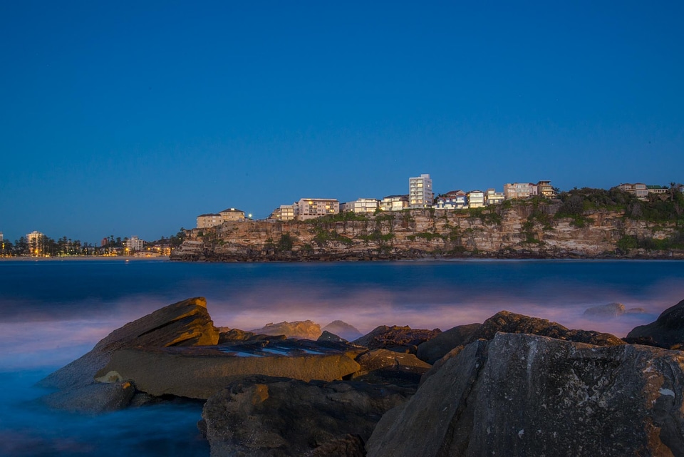 Winter beach sunrise