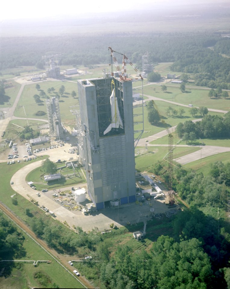 Space Shuttle Enterprise Lifted Into Dynamic Test Stand