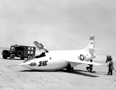 X-1E On Rogers Dry Lake With Collapsed Nose Gear photo