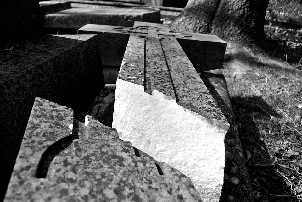 Tombstone broken gravestone