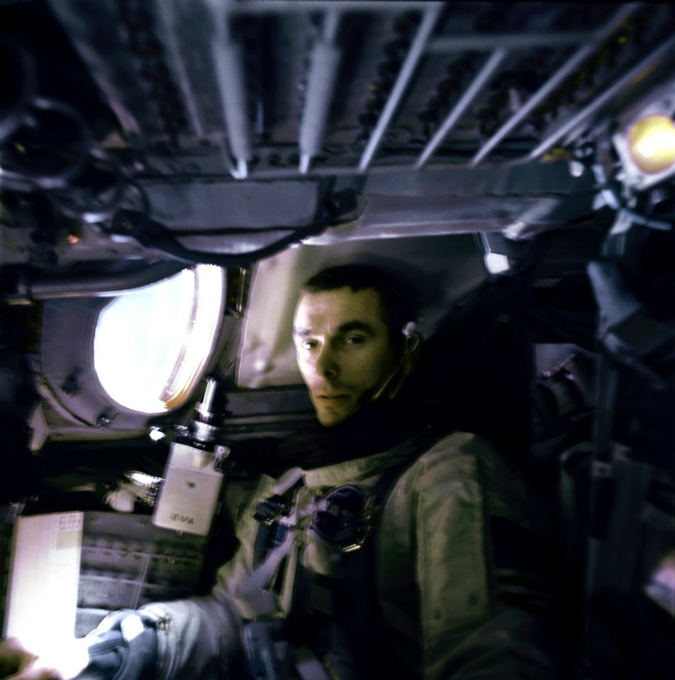 Cernan Photographed Inside Gemini IXA