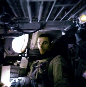 Cernan Photographed Inside Gemini IXA