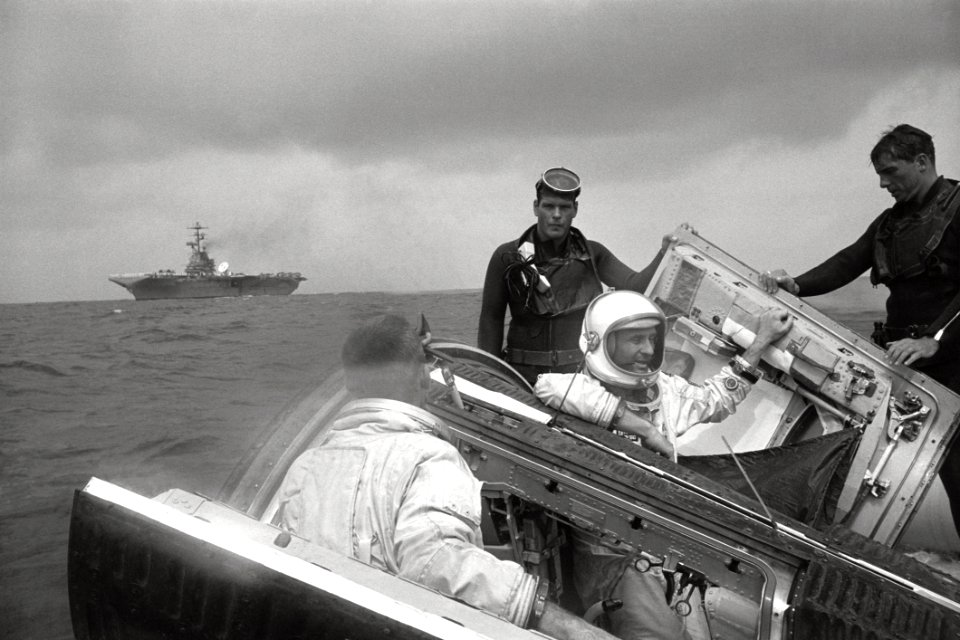 Gemini 9 Crew Waves To The Wasp