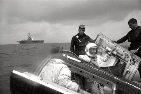 Gemini 9 Crew Waves To The Wasp