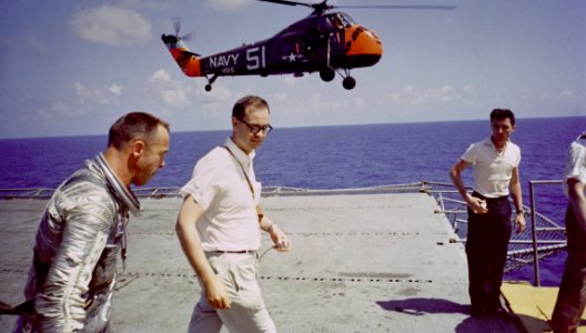 Shepard On Deck Of The USS Lake Champlain After Recovery