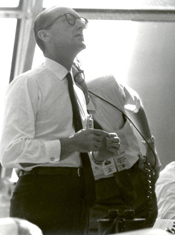 Dr George Mueller Follows The Progress Of The Apollo 11 Mission