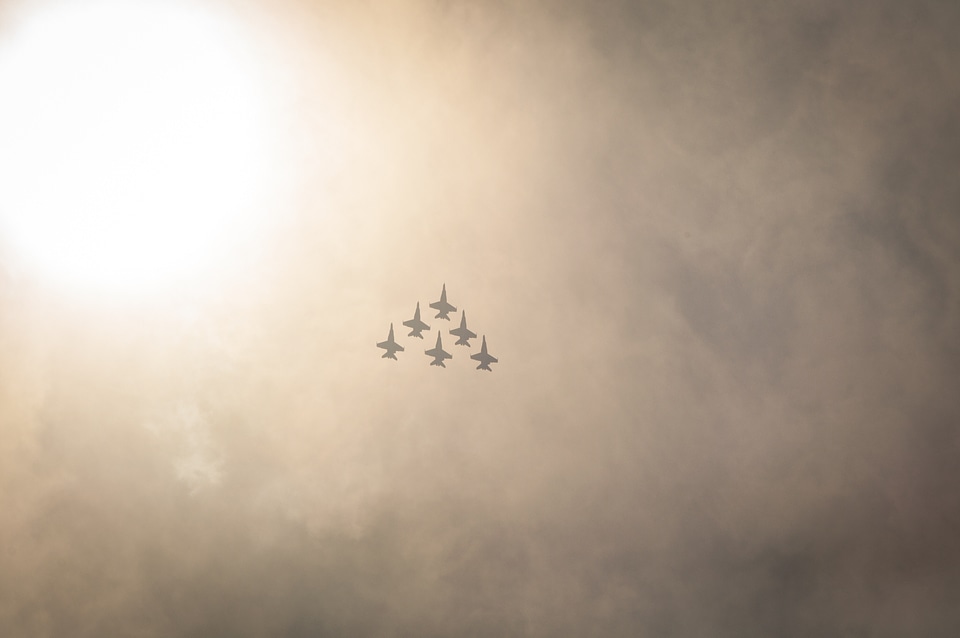 Aircrafts flying military