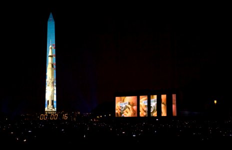 Apollo 11 Saturn V Rocket Projected On The Washington Monument