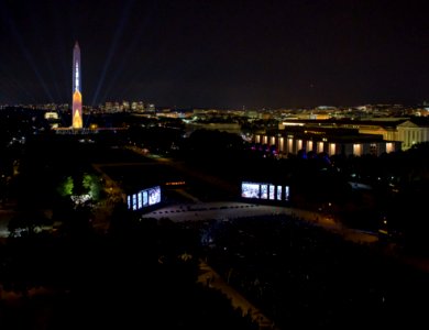 Apollo 11 Saturn V Rocket Projected On The Washington Monument photo