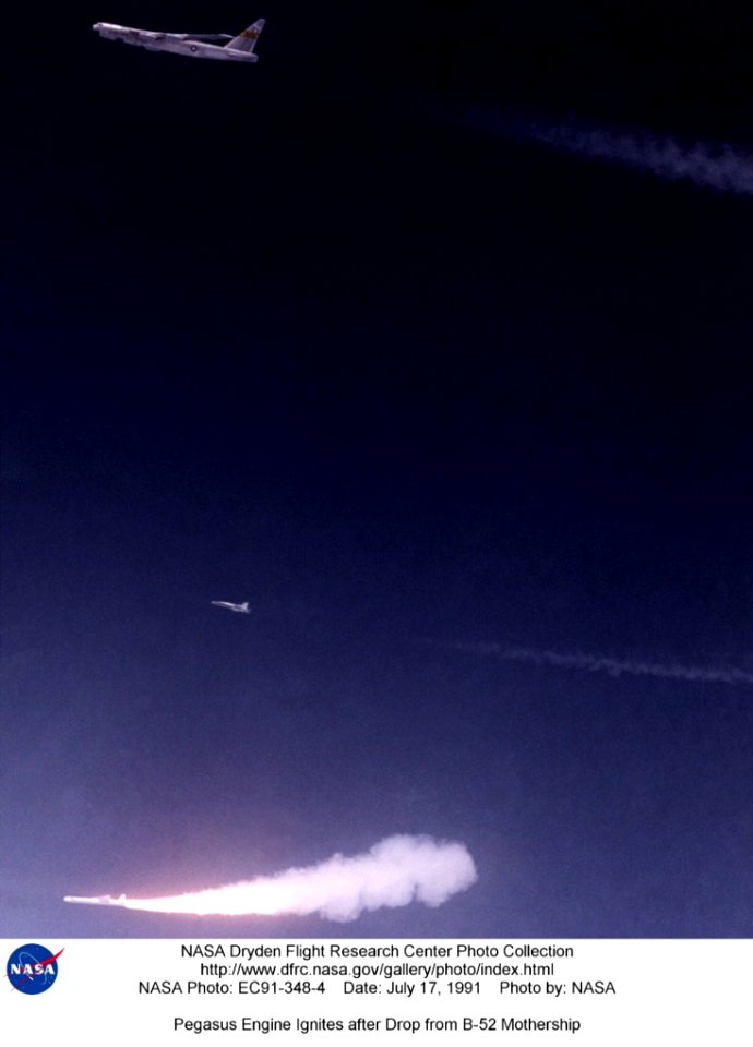Pegasus Engine Ignites After Drop From B-52 Mothership