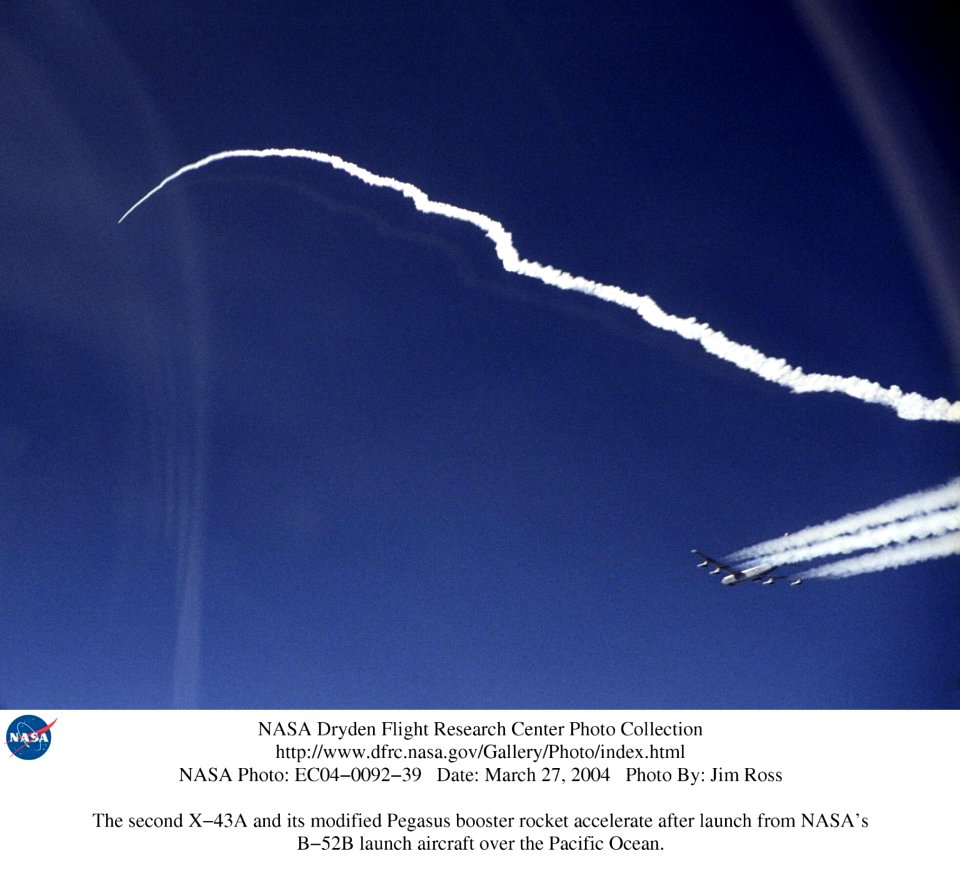 The Second X-43A Hypersonic Research Aircraft And Its Modified Pegasus Booster Rocket Accelerate