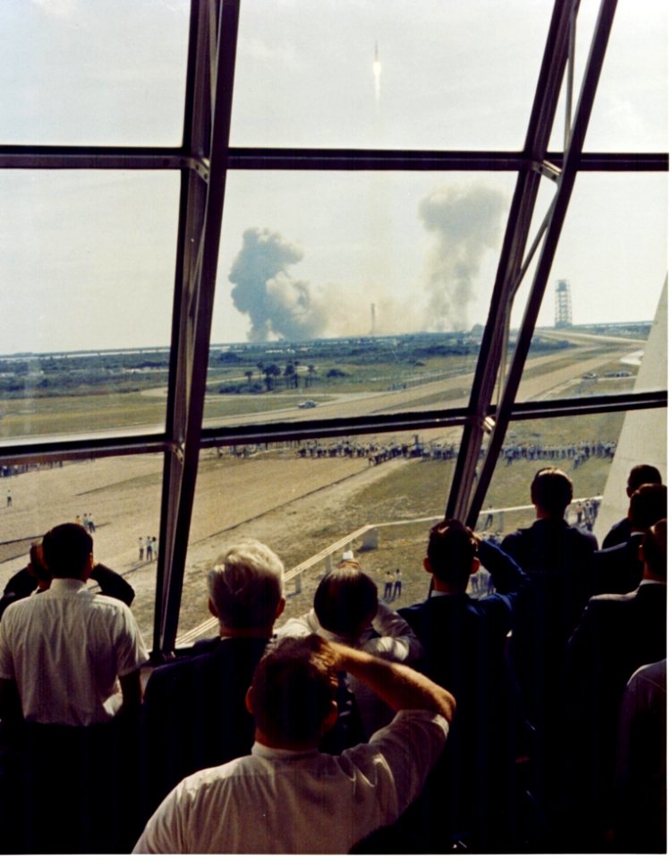 Personnel Within The Launch Control Center Watch The Apollo 11 Liftoff