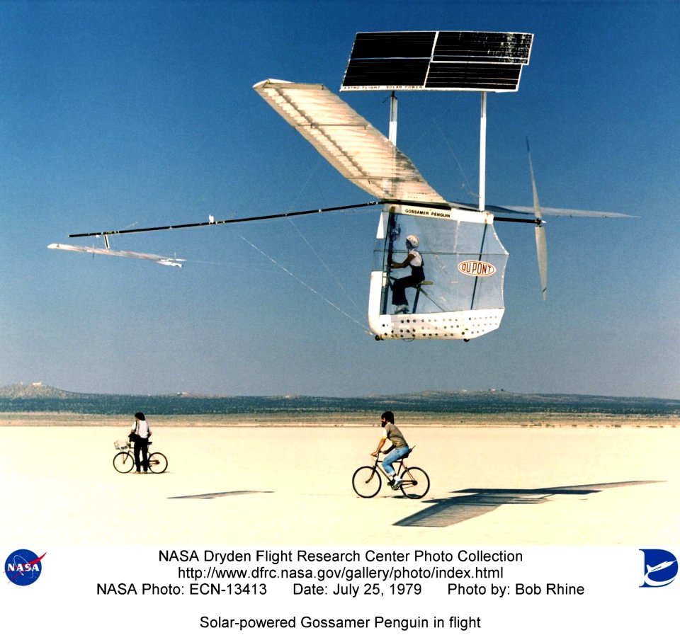 Solar-powered Gossamer Penguin In Flight