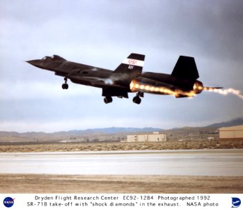 SR-71 Takeoff With Afterburner Showing Shock Diamonds In Exhaust photo