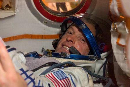 Steve Swanson Poses In Soyuz TMA-12M photo