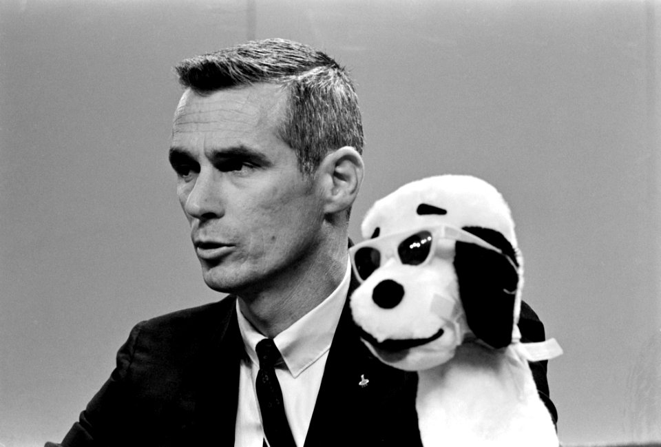 Cernan And Snoopy At Press Conference