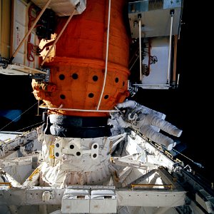 Astronauts Linda Godwin And Michael Rich Clifford During Shuttle-Mir EVA