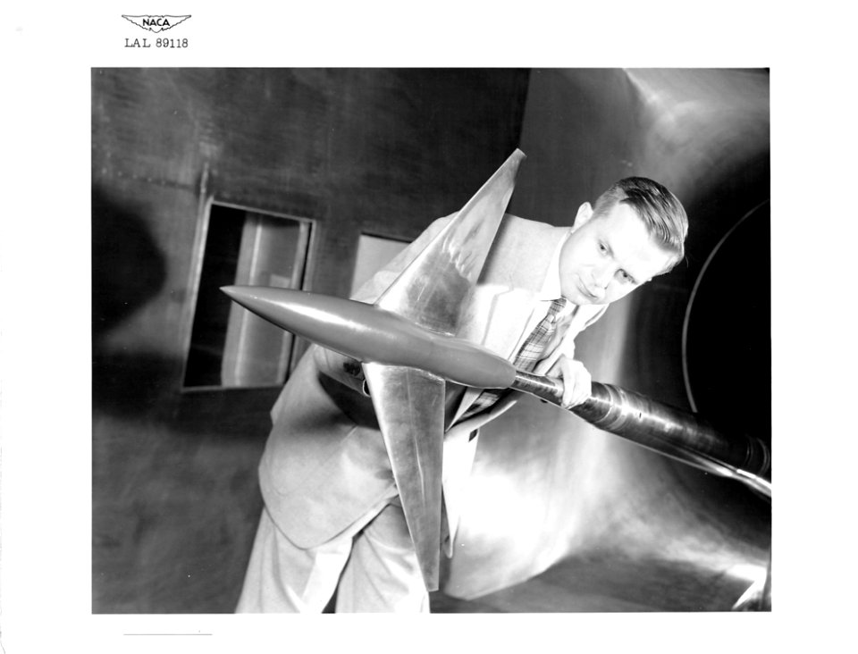 Richard Whitcomb With Area Rule Wind Tunnel Model