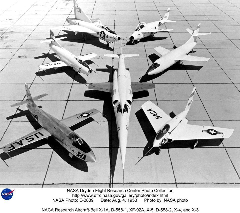 NACA Research Aircraft-Bell X-1A D-558-1 XF-92A X-5 D-558-2 X-4 And X-3