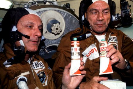 Astronauts In The Soyuz Orbital Module
