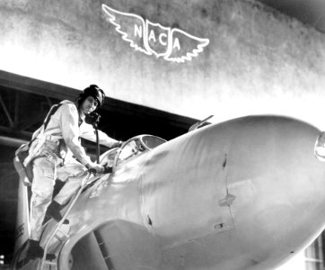 Lawrence Clousing With A Lockheed P-80 photo