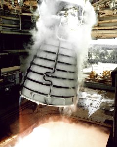 Shuttle Main Engine Firing In Gimbal Test