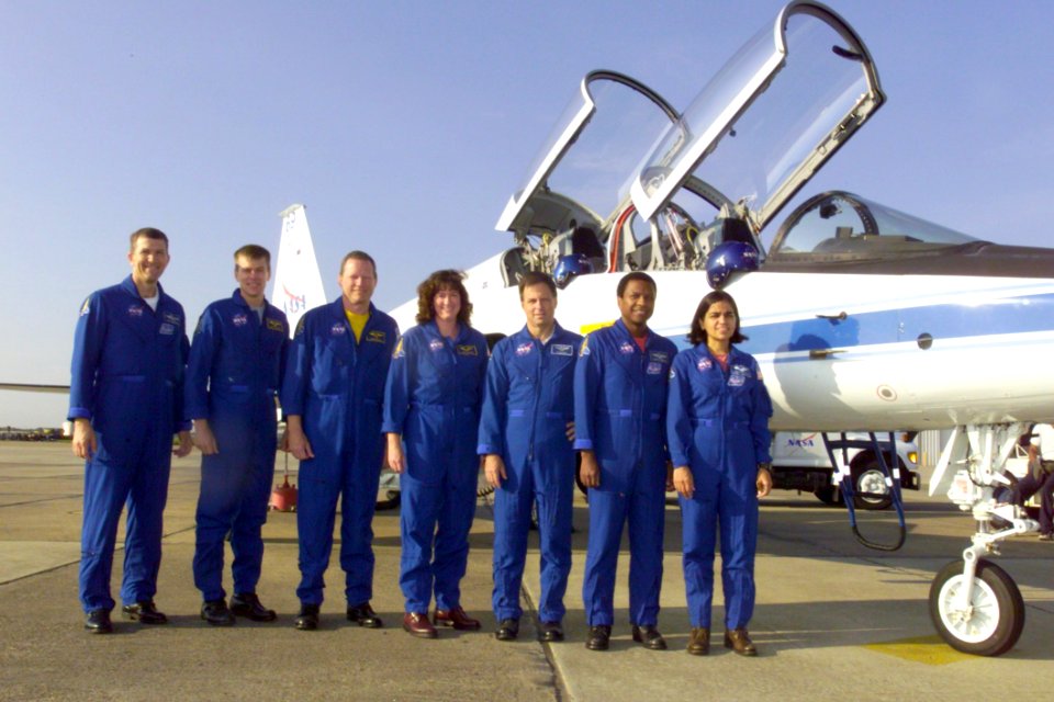 STS-107 Crew In Front Of T-38