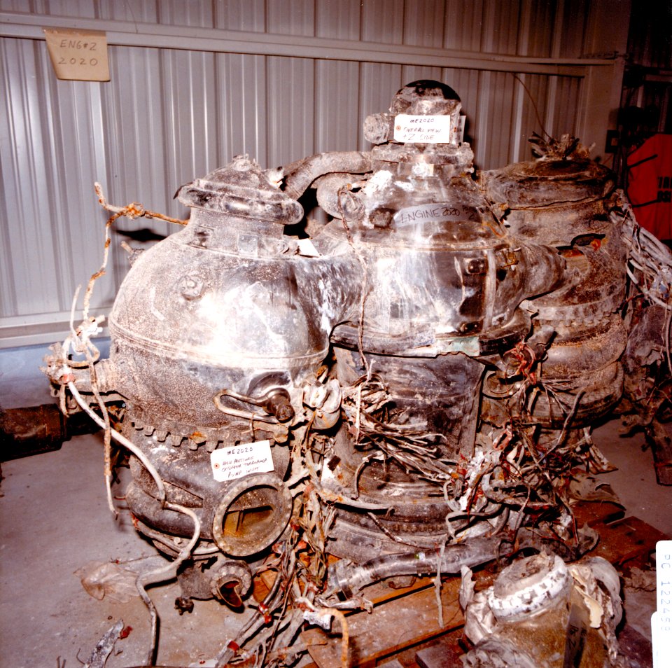 STS-51-L Recovered Debris (SSME Close Up)