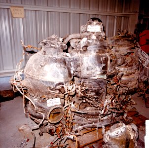 STS-51-L Recovered Debris (SSME Close Up)