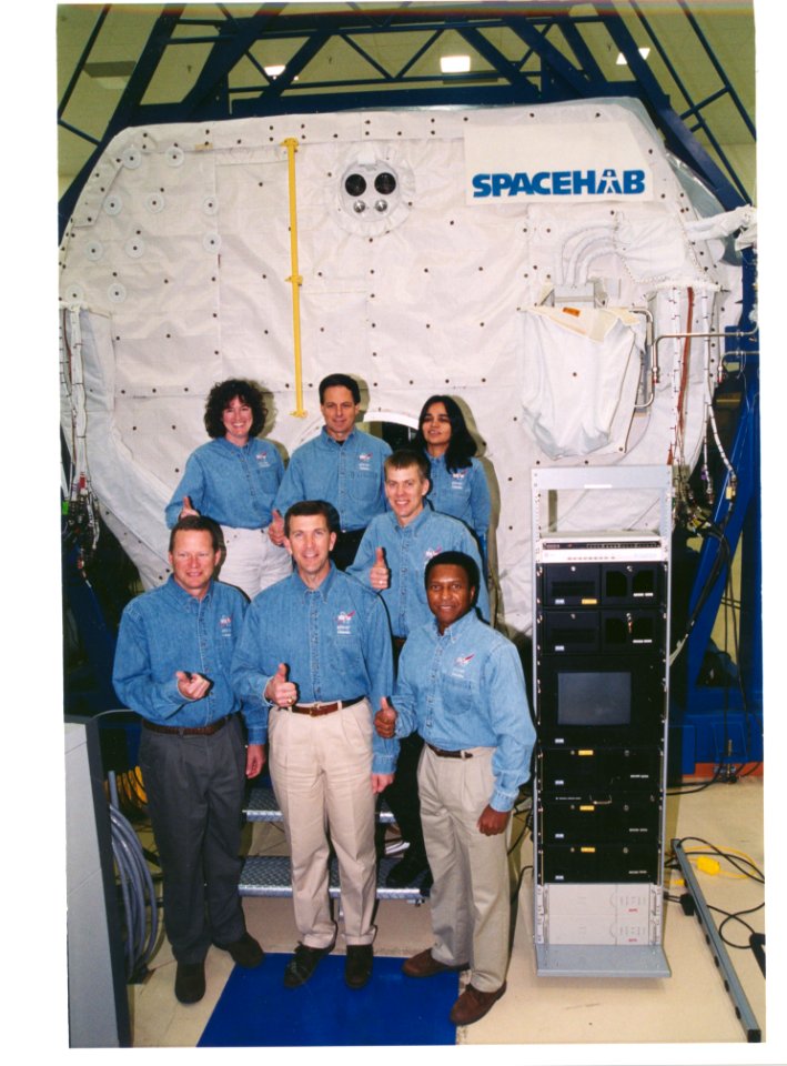 STS-107 Crew In Front Of SPACEHAB