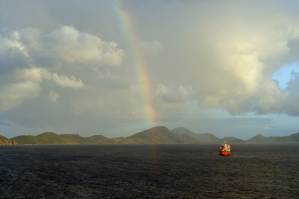 Boat boating rainbow